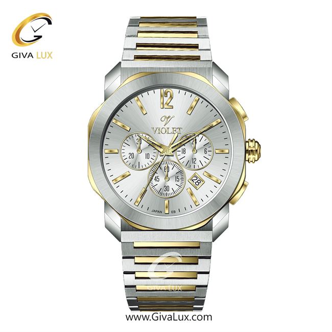 ساعت مچی اورجینال مردانه ویولت VIOLET سه موتوره کرنوگراف نقره ای-طلایی | نقره ای-طلایی| نقره ای| کد رفرنس 0628/2